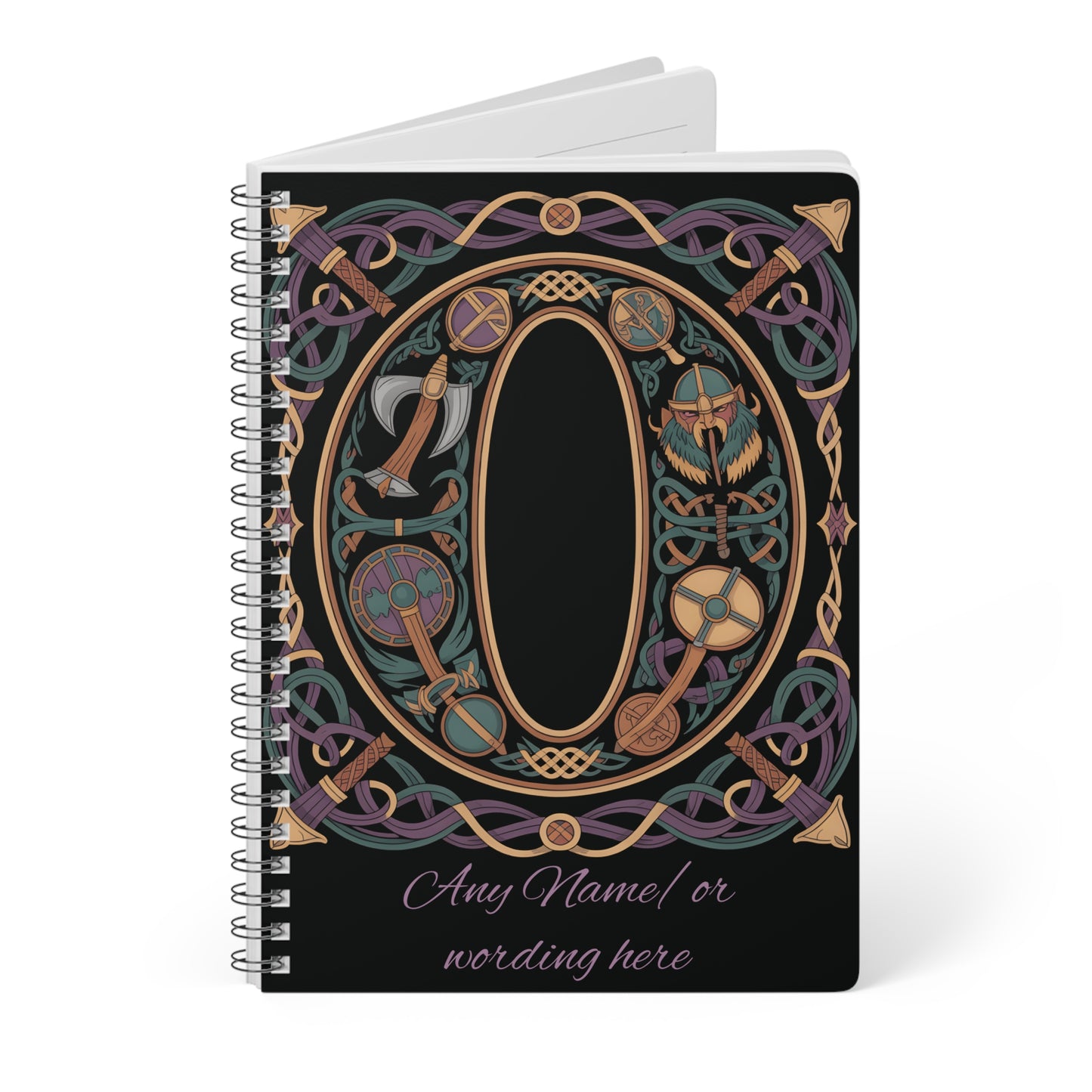 Personalized Norse Witchy Monogram A5 Notebook, Custom Journal,Monogram Notebook, Grimoire Journal, Book Of Shadows, Viking Grimoire Journal