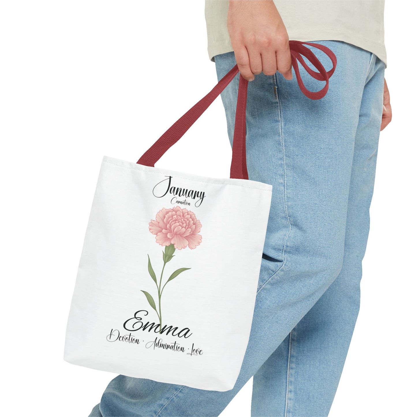 Personlized Birth Month Flower Tote Bag, Botanical Aesthetic Canvas Tote Bag, Bestfriend Gift