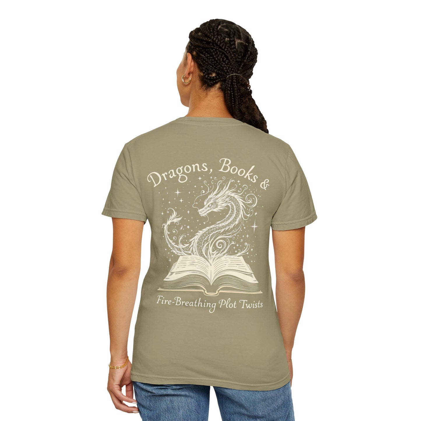 Book Lover Tee, Comfort Colors Dragon Shirt, Fantasy Reader, Bibliophile Gift.