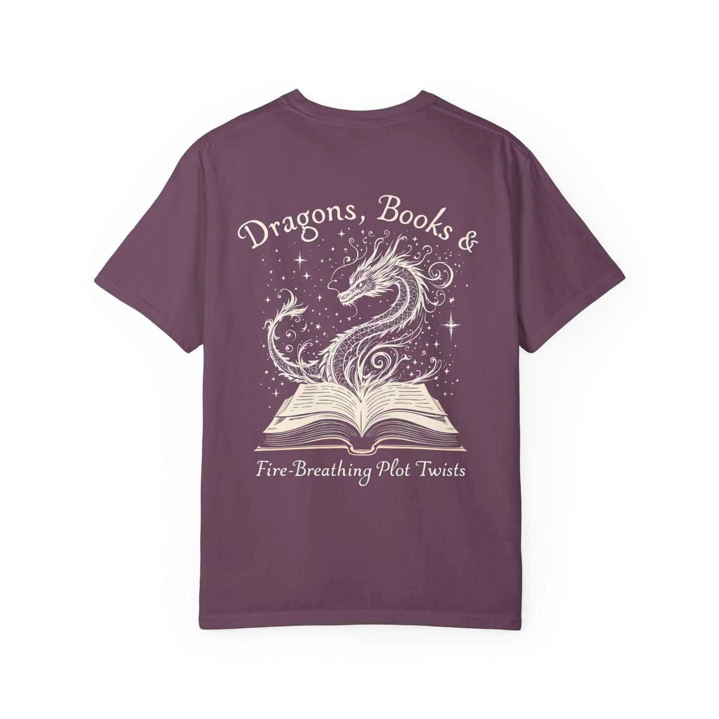Book Lover Tee, Comfort Colors Dragon Shirt, Fantasy Reader, Bibliophile Gift.