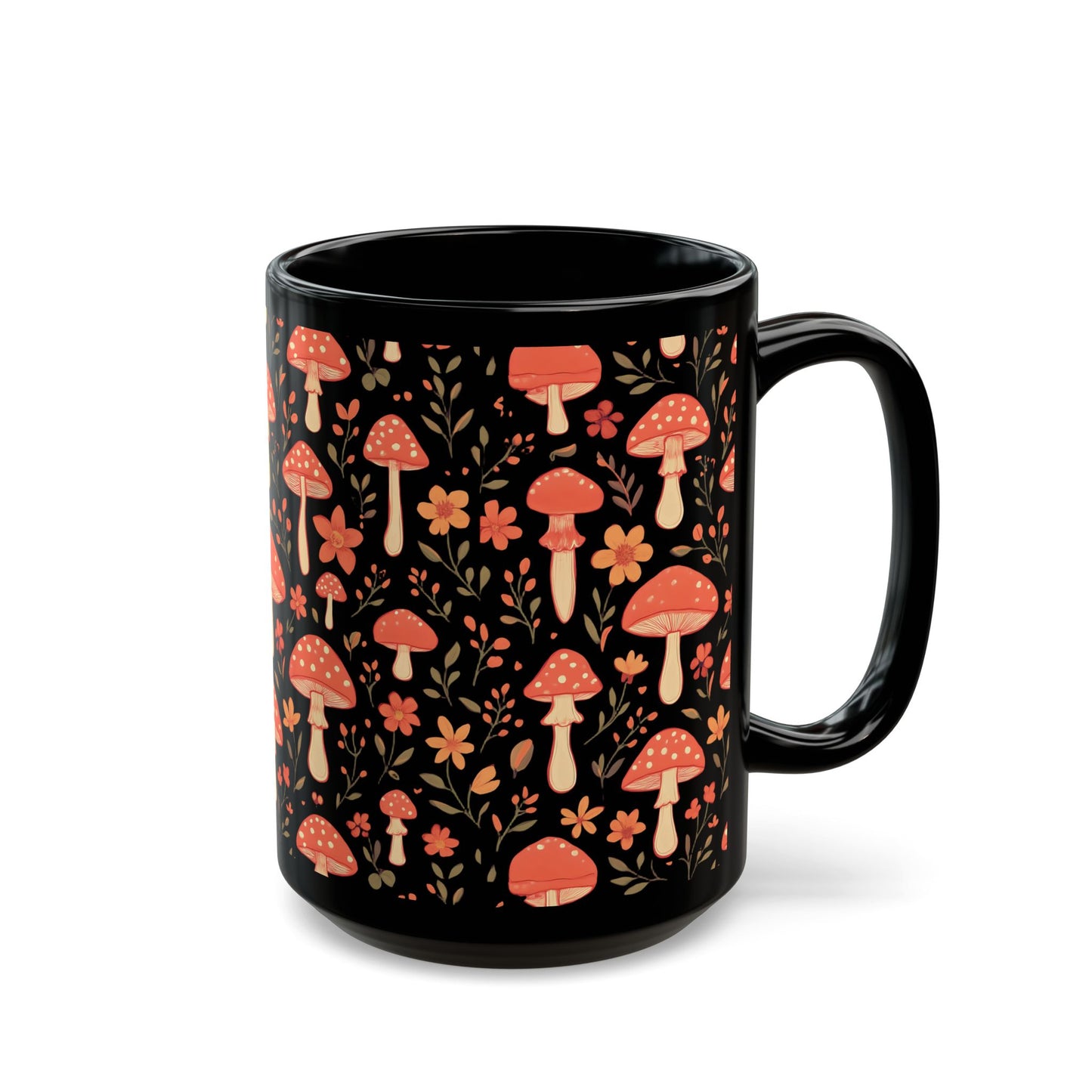 Autumnal Red Mushroom Mug, Perfect for those who adore a touch of the extraordinary in their mushrooms mug collection. 