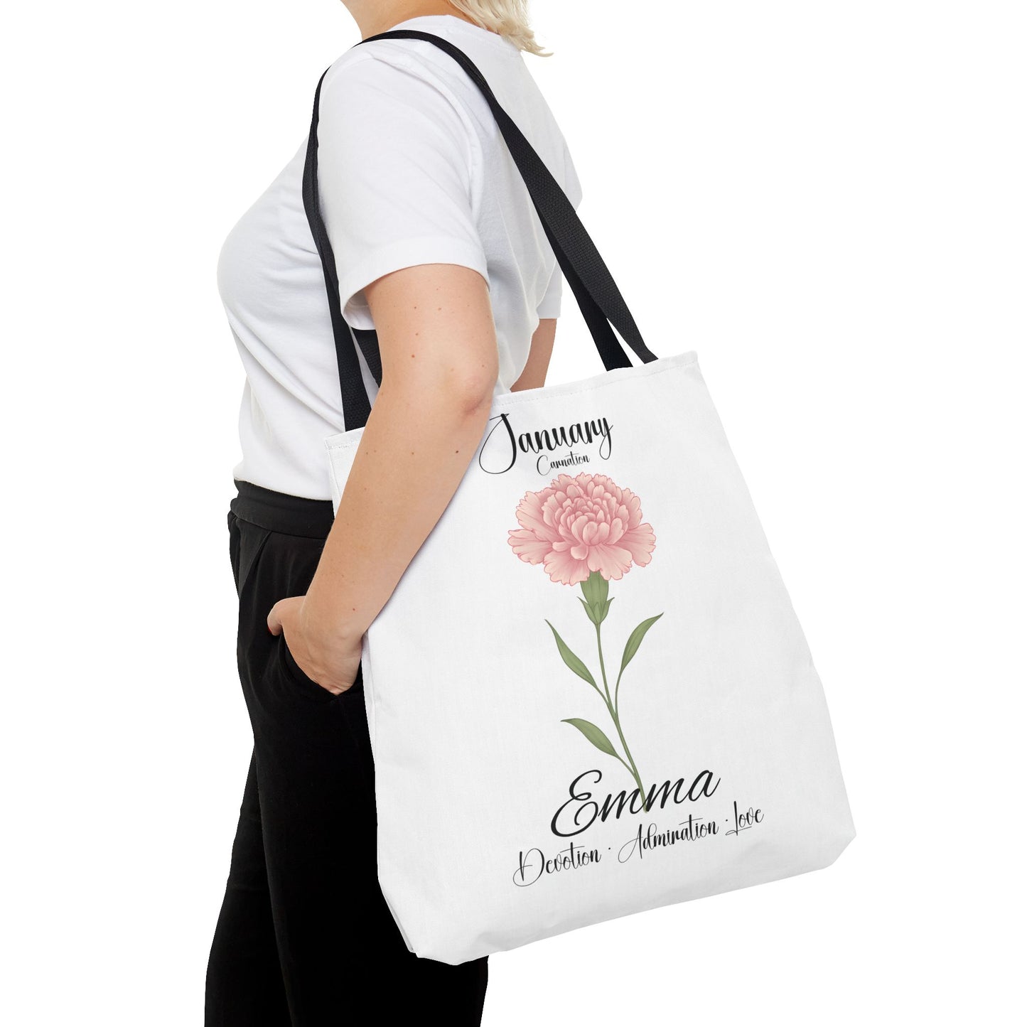 Personlized Birth Month Flower Tote Bag, Botanical Aesthetic Canvas Tote Bag, Bestfriend Gift