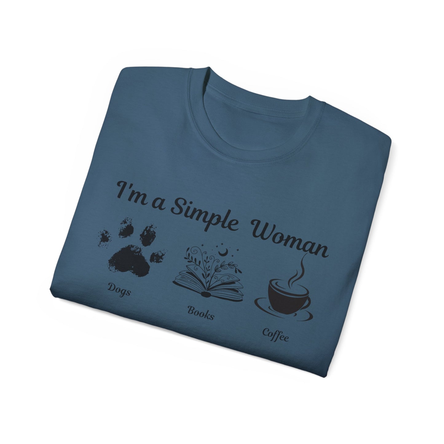 I'm a Simple Woman T Shirt, Paw Print Shirt, express your pet love and book nerd vibes whilst sipping on your caffine fix.