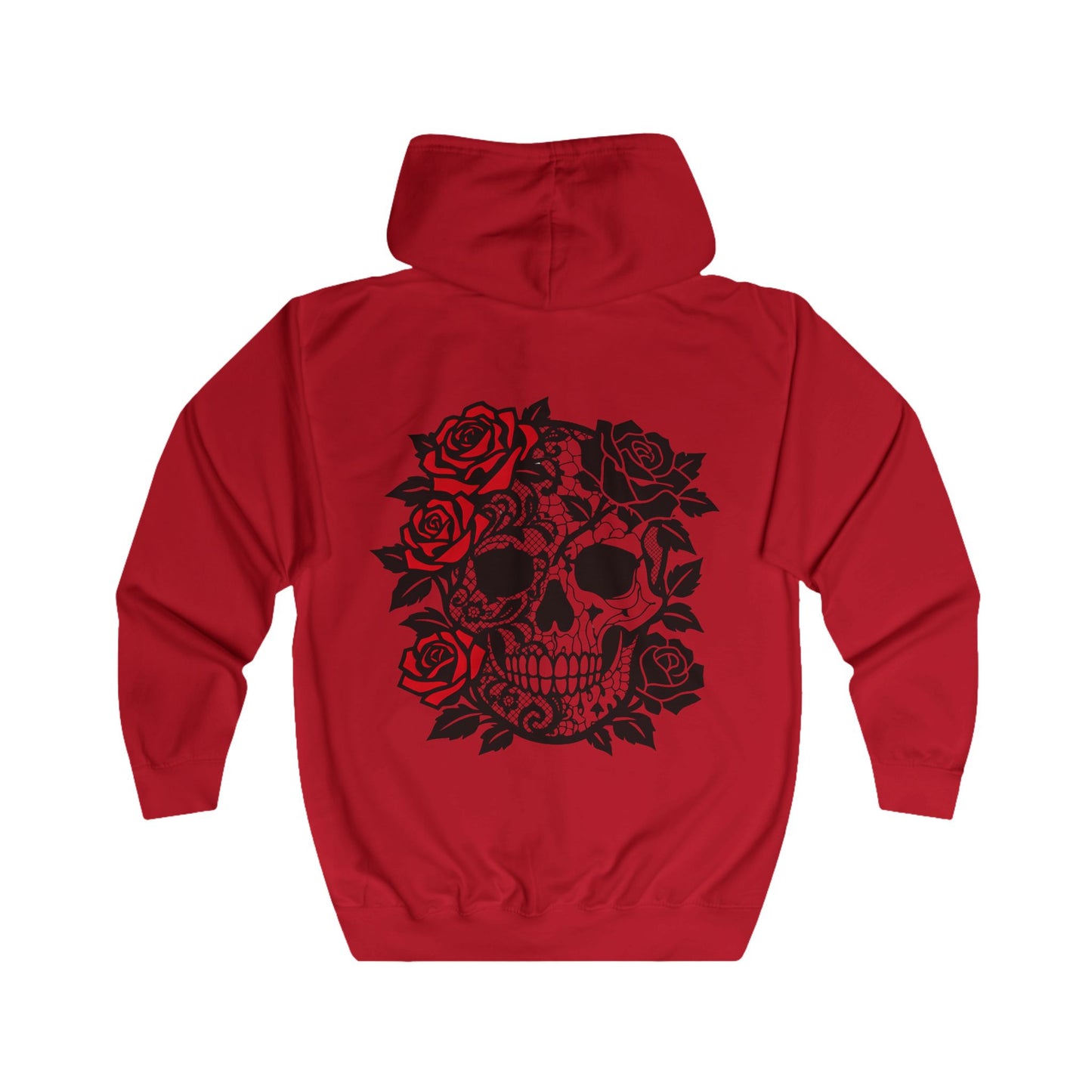 skull and roses gothic full zip hoodie, dark academia grunge clothing, alternative gifts.