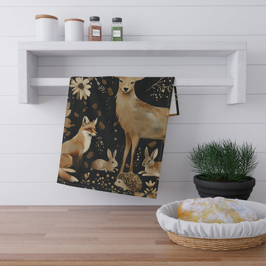 Rustic Tea Towels for Home Decor ,Woodland Animal Kitchen Linens, Cottage Core Style, House Warming Gift, Farmhouse Charm