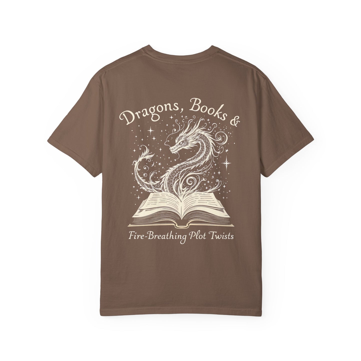 Book Lover Tee, Comfort Colors Dragon Shirt, Fantasy Reader, Bibliophile Gift.
