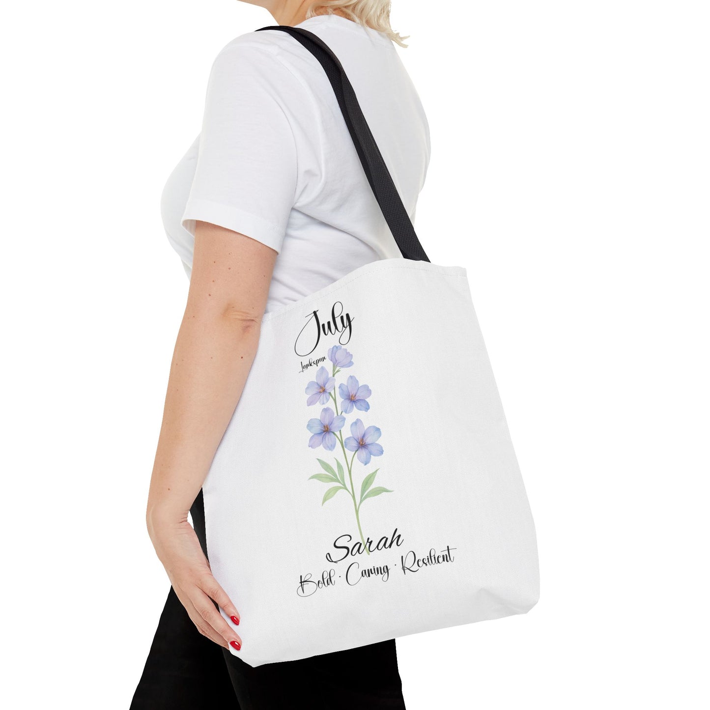 Personalized birth month flower tote bag for her, milestone birthdays, bestfriend gift.