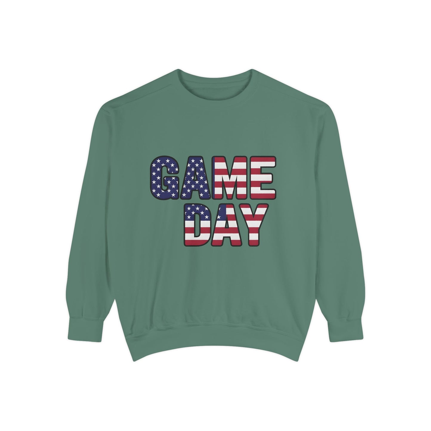Game Day Comfort Colors sweatshirt, patriotic sweater, sports apparel.