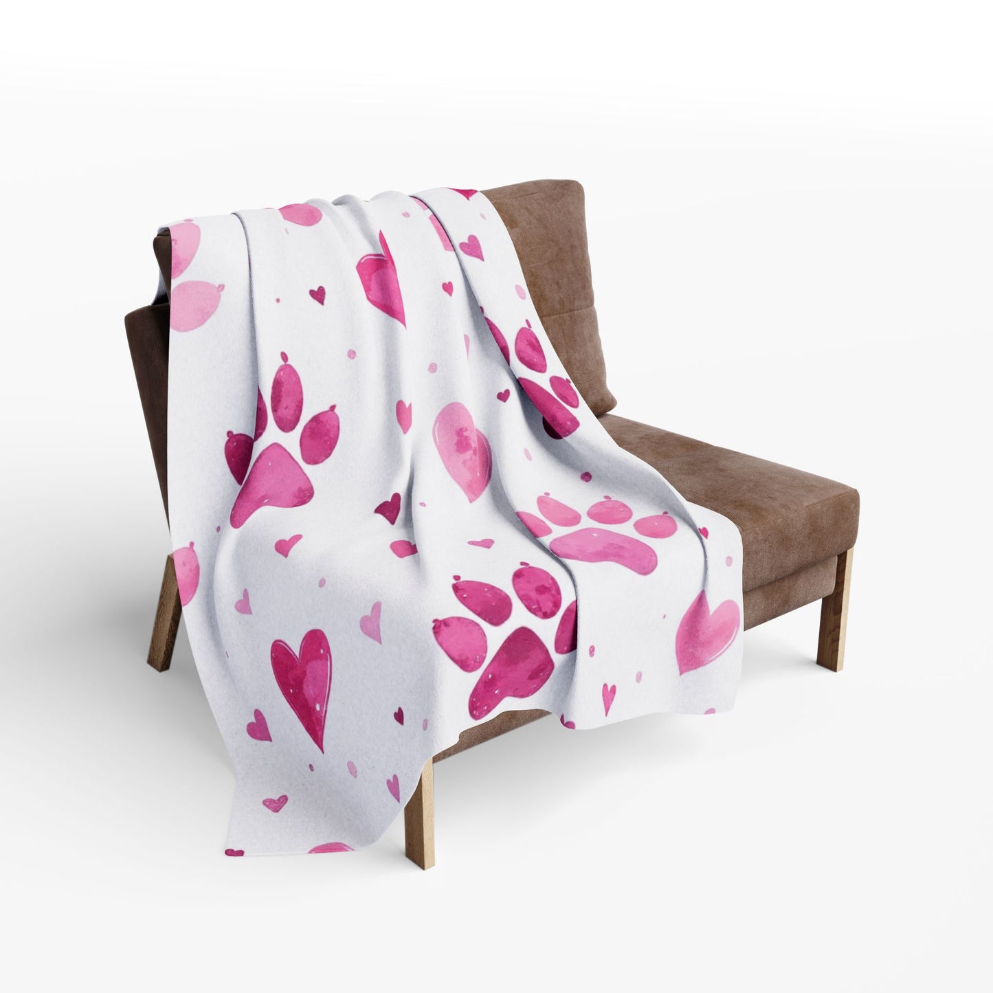 Fleece Blanket, Pink Paw Prints, perfect for pet lovers.