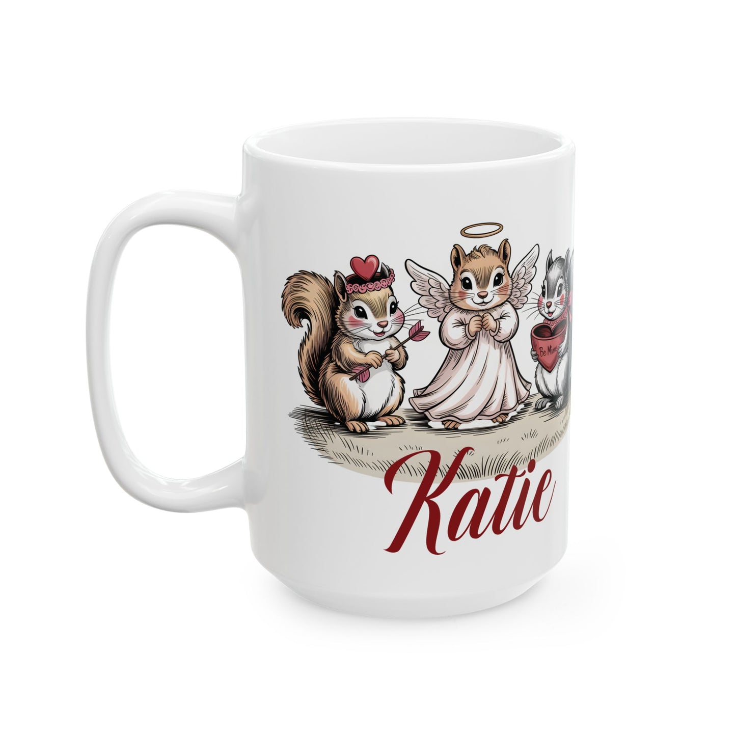 Personalized Squirrel Mug | Cute Valentine Mug | Custom Name Cup | Woodland Animal Gift