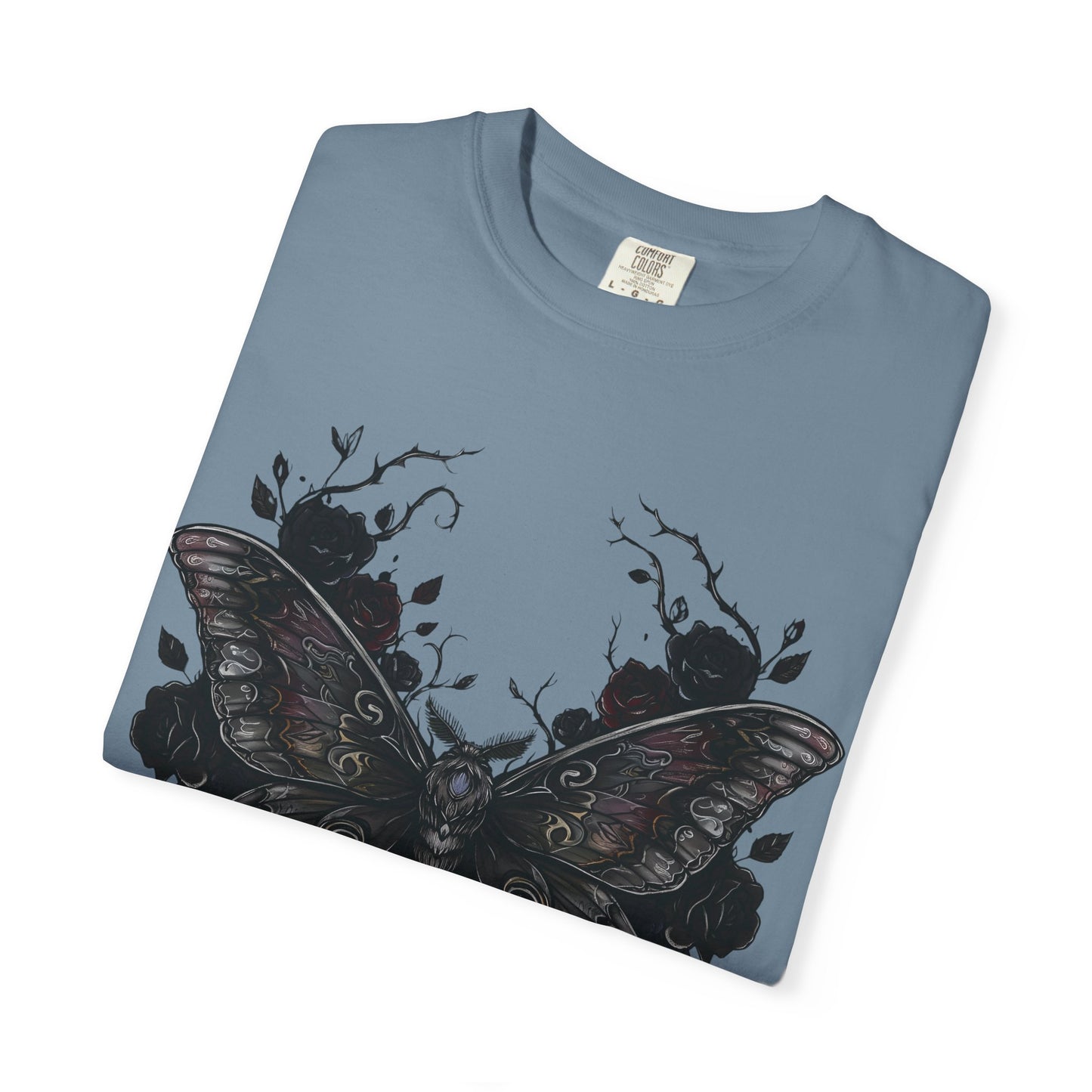 Death Moth Gothic Apparel | Dark Aesthetic Comfort Colours Tee | Alternative Goth T-Shirt