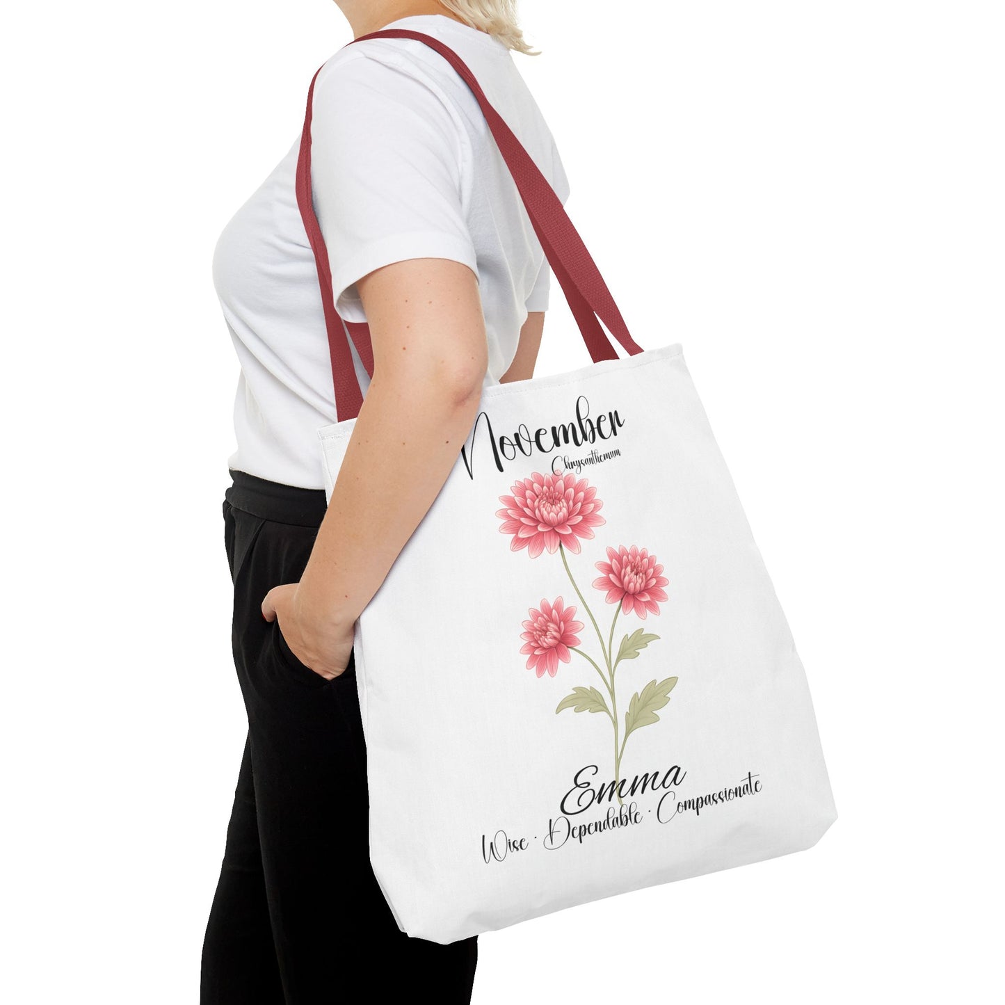 Personlized Birth Month Flower Tote Bag, Botanical Aesthetic Canvas Tote Bag, Bestfriend Gift