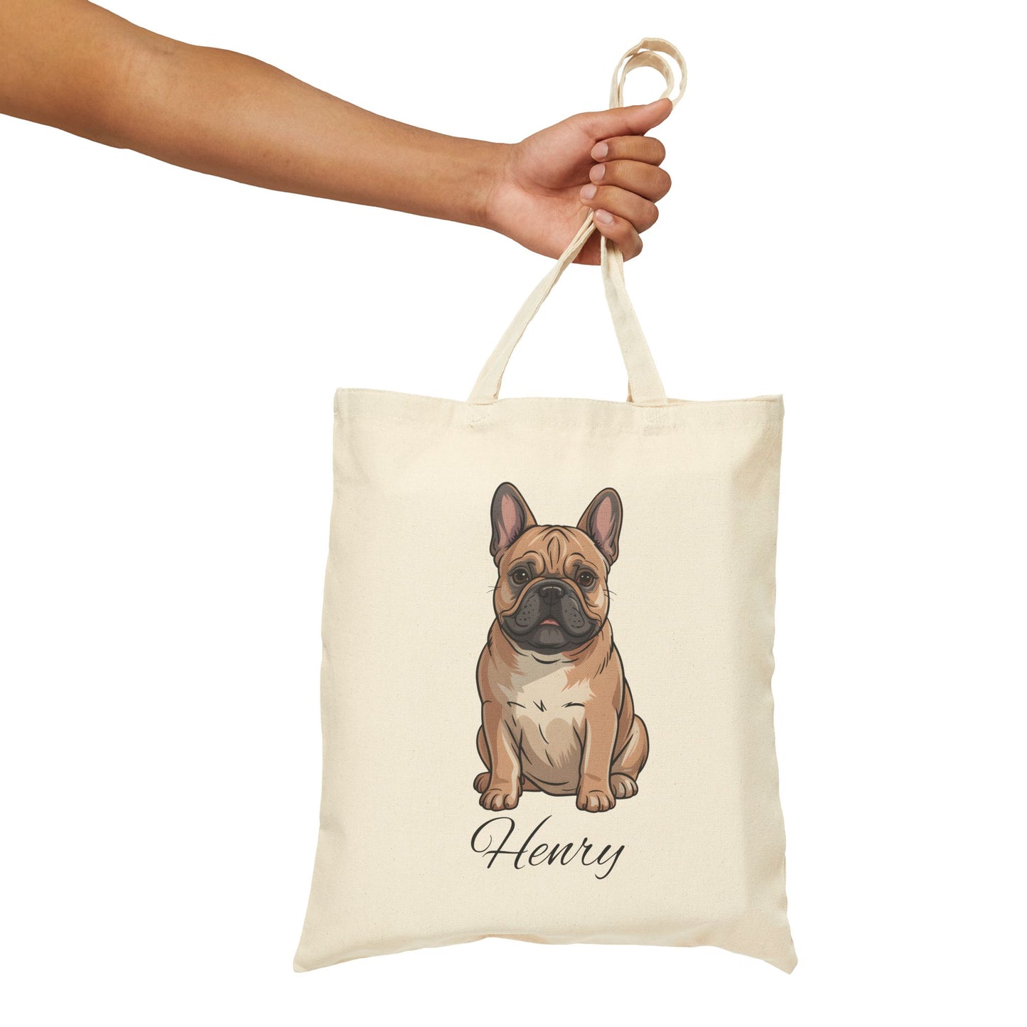 Personalized Dog Tote Bag | Custom Pet Name Canvas Tote | Frenchie Gift