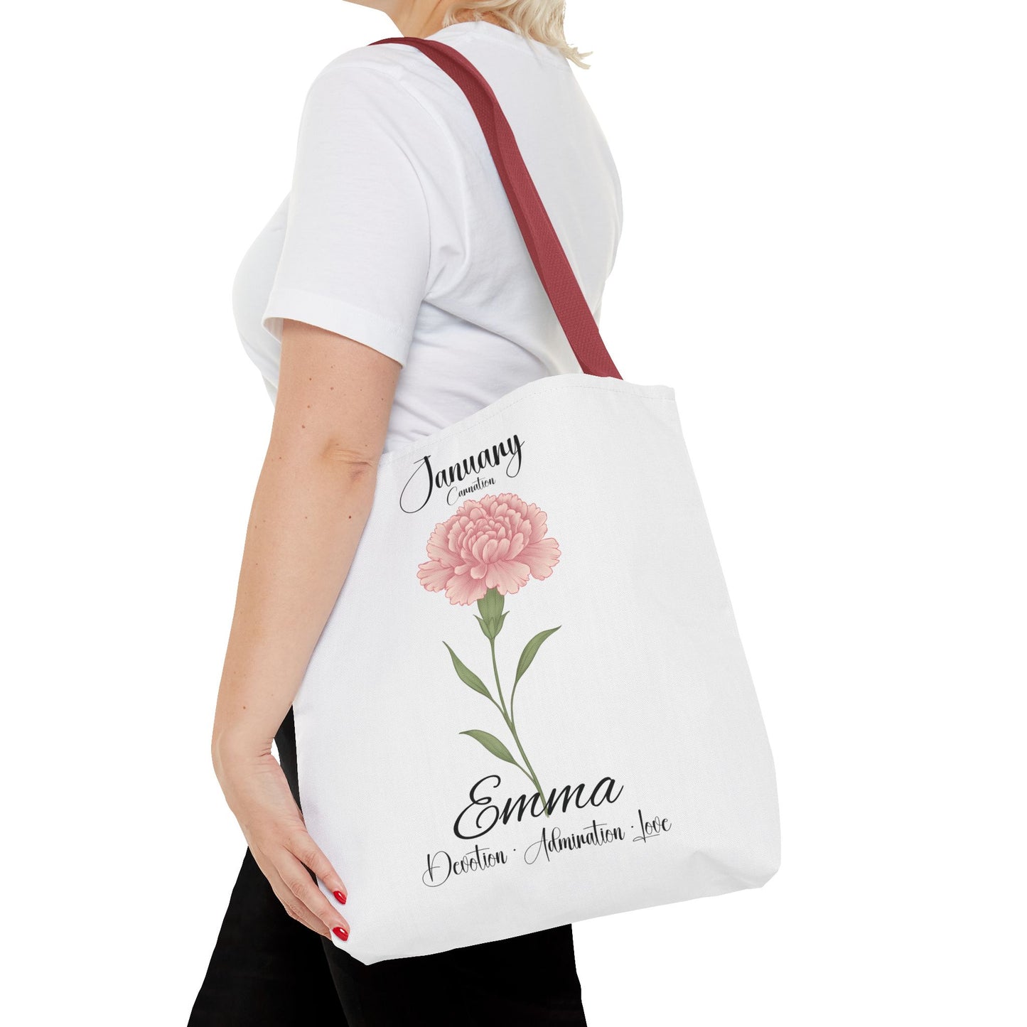 Personlized Birth Month Flower Tote Bag, Botanical Aesthetic Canvas Tote Bag, Bestfriend Gift