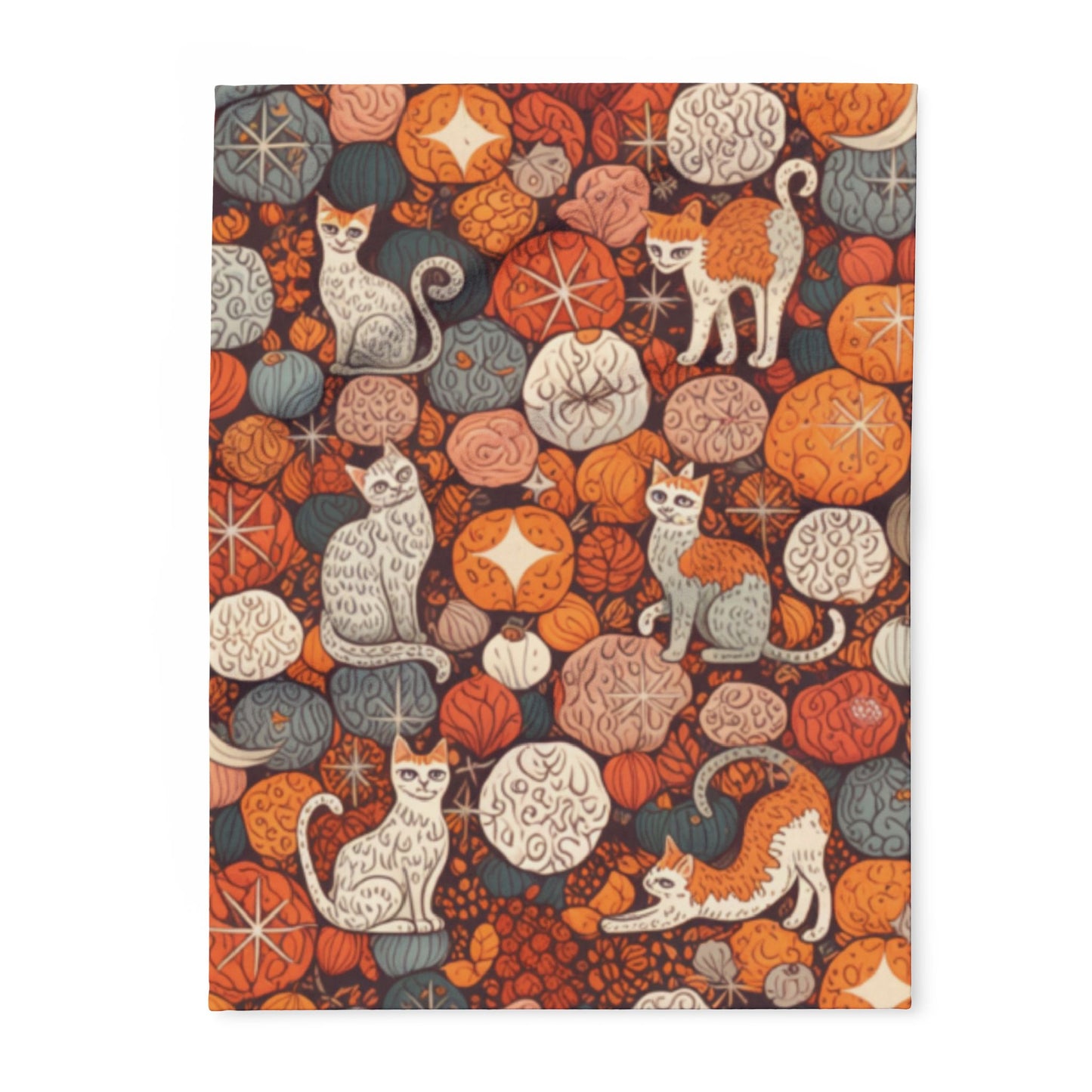 Autumn Cat Pumpkin Blanket, a snuggle blanket for your home,a masterpiece of autumnal decor.