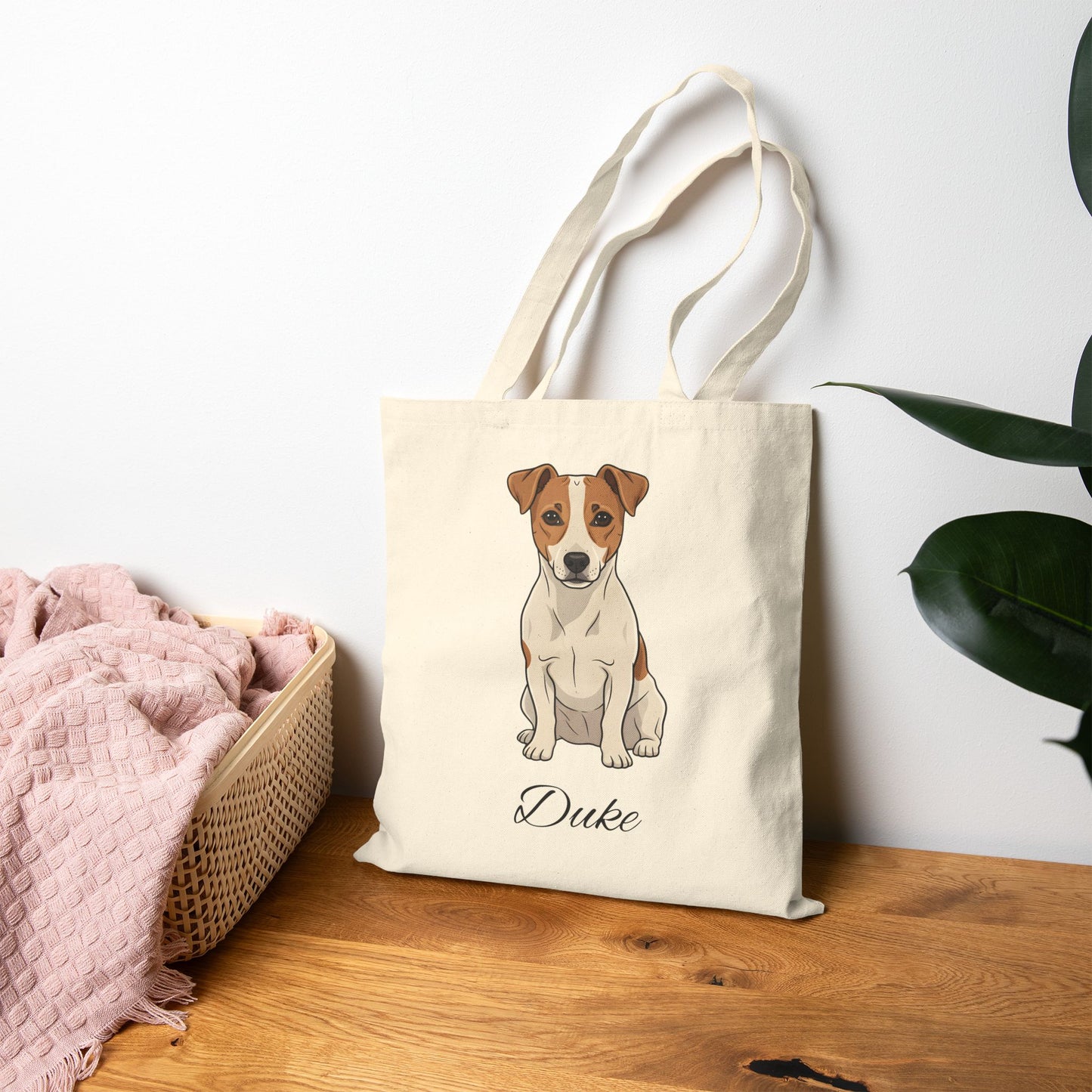 Personalized Dog Tote Bag | Custom Pet Name Canvas Tote | Jack Russel gift