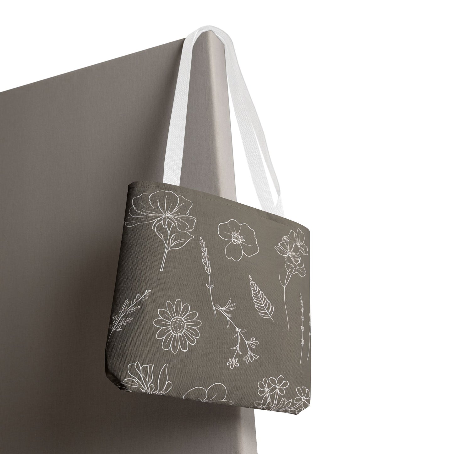 Floral Tote Bag, hand drawn vintage flowers