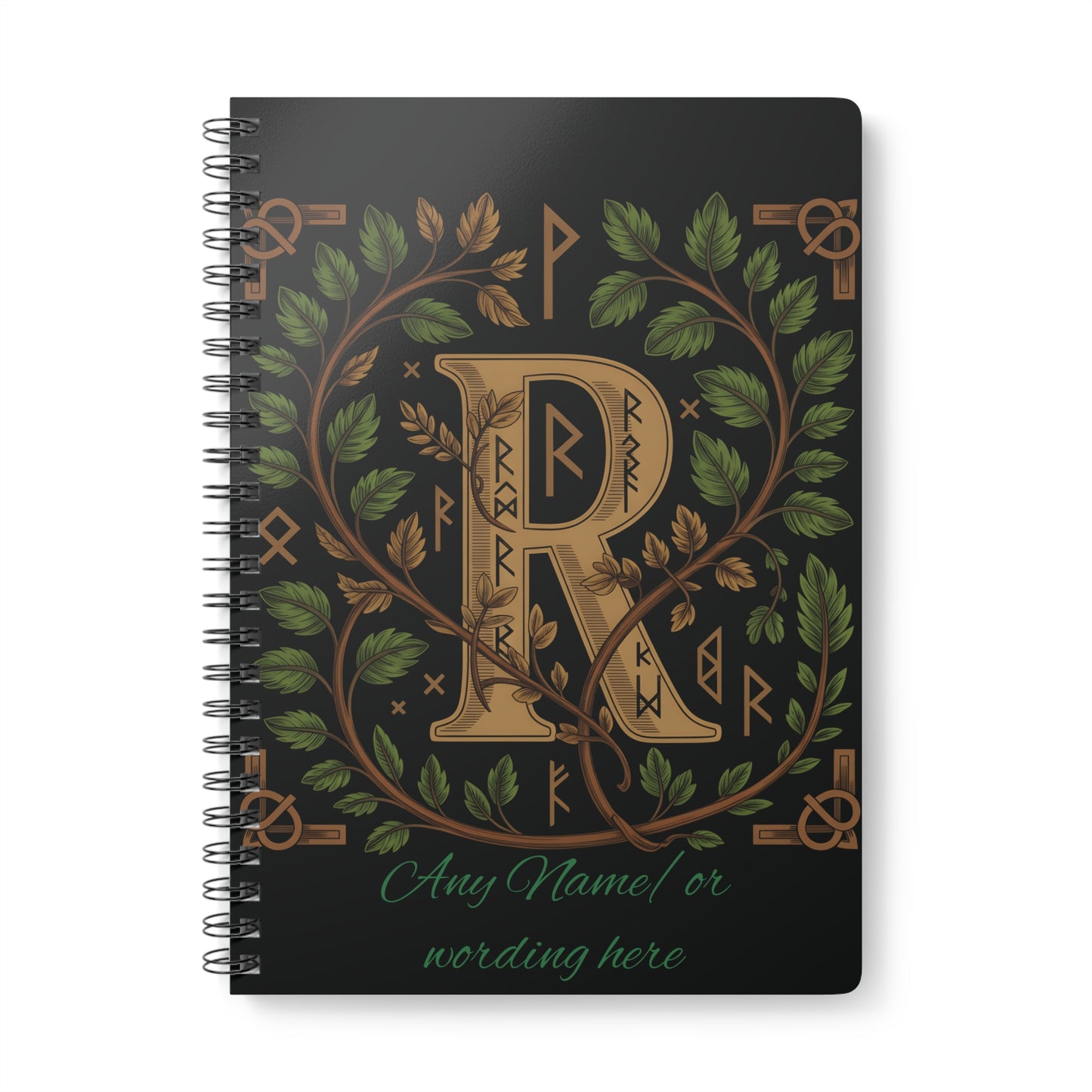 Personalized Norse Witchy Monogram A5 Notebook, Custom Journal,Monogram Notebook, Grimoire Journal, Book Of Shadows, Viking Grimoire Journal