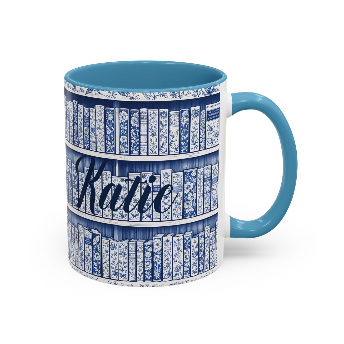 Personalized floral coffee cup, cozy reading bookish gift, book lover birthday gift.