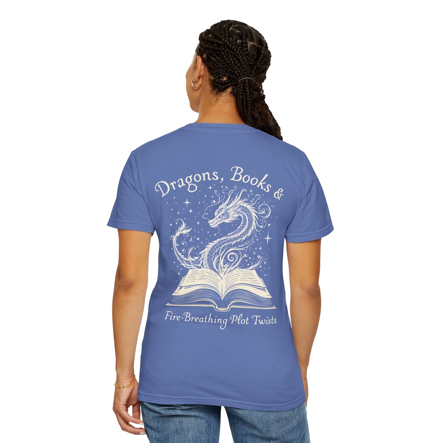 Book Lover Tee, Comfort Colors Dragon Shirt, Fantasy Reader, Bibliophile Gift.