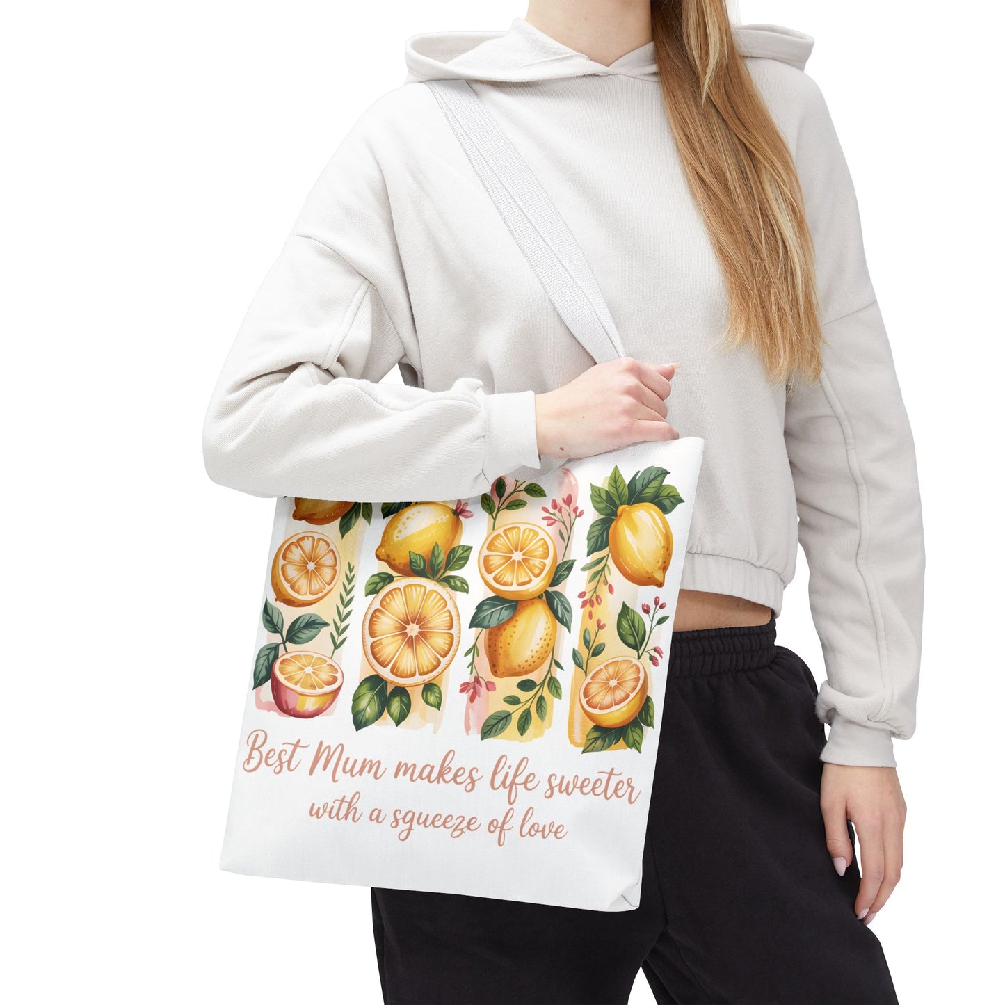 Best Mom Tote Bag, Lemon Print, lemon birthday gift