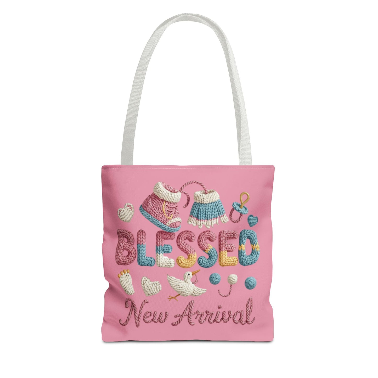 New arrival Tote Bag, knit style lettering Diaper Bag, Mom Essentials, Baby Shower tote.