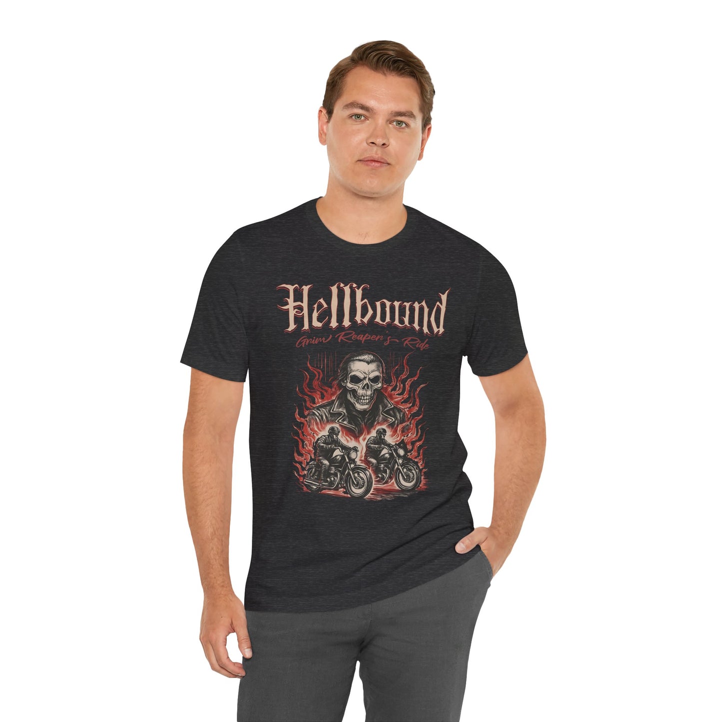 Hellbound Biker Graphic Tee | Motorcycle Skull Rider T-Shirt | Gothic Biker Streetwear