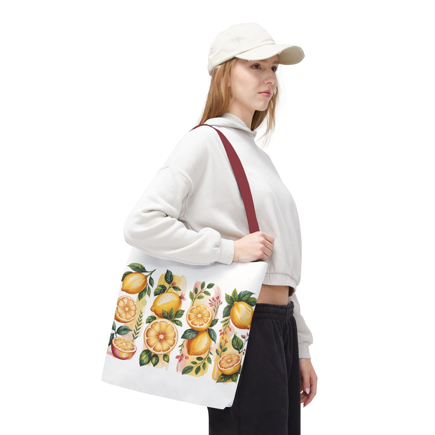 lemon tote bag, large grocery tote, alternative gifts