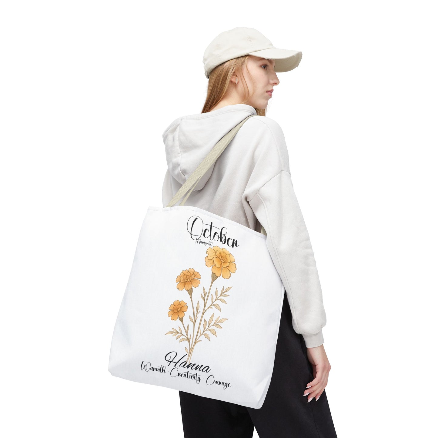 Personalized floral gift tote bag for her, birth month flower, milestone birthdays, bestfriend gift.