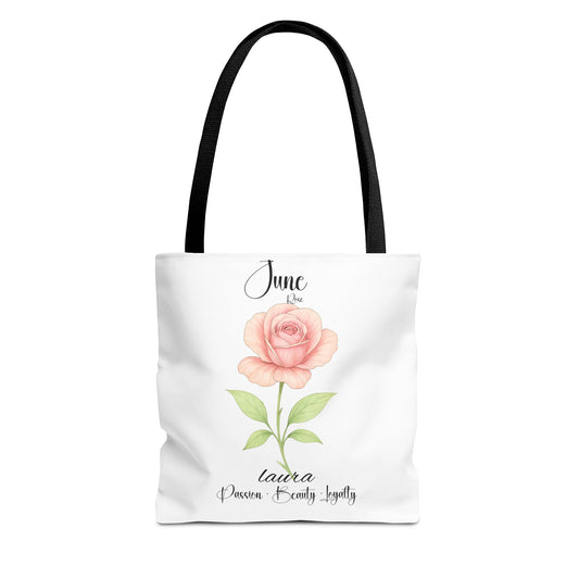 Personlised birth month flower bag for her, milestone birthdays, bestfriend gift.