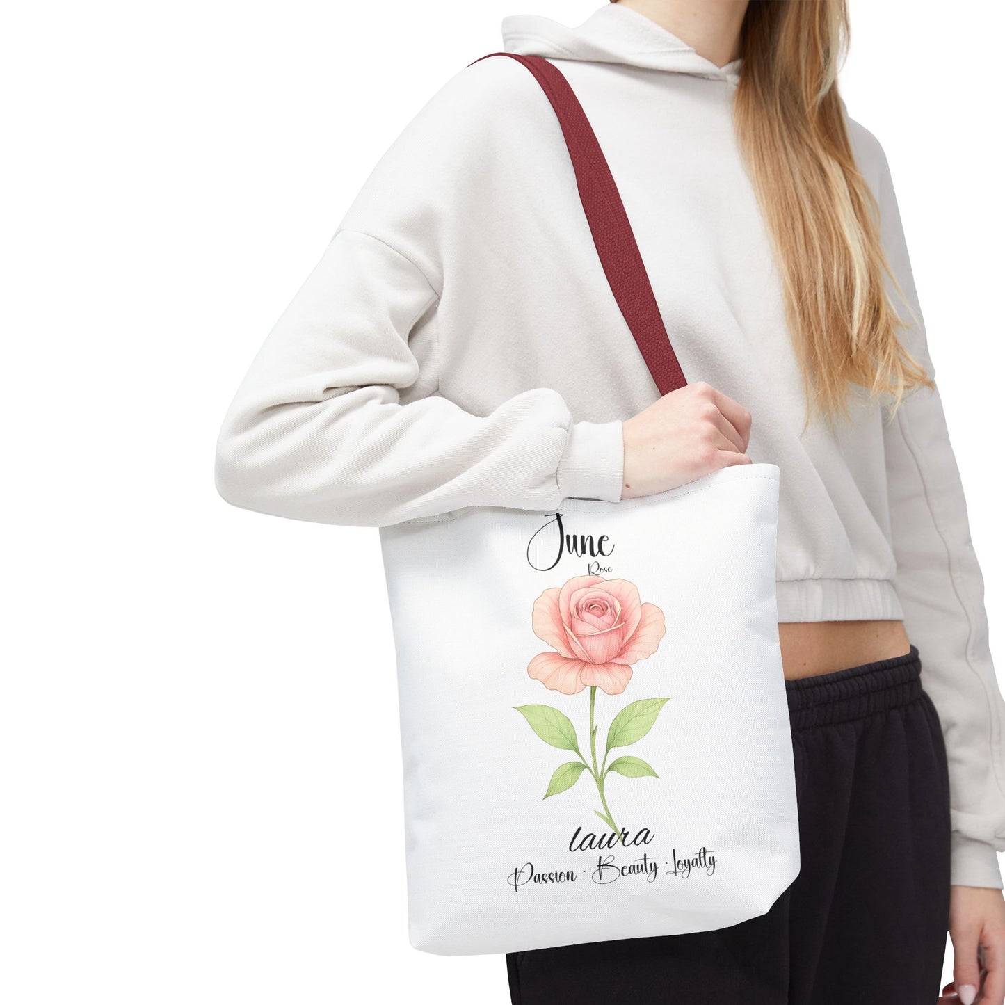 Personlised birth month flower bag for her, milestone birthdays, bestfriend gift.