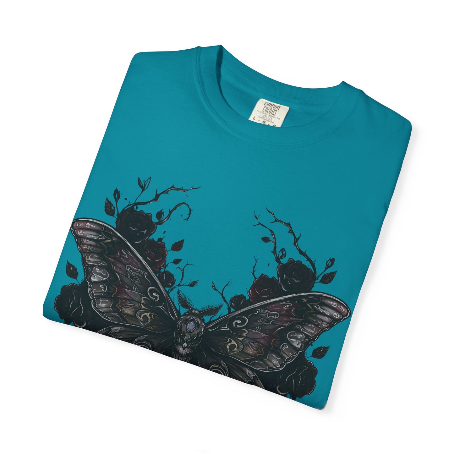 Death Moth Gothic Apparel | Dark Aesthetic Comfort Colours Tee | Alternative Goth T-Shirt