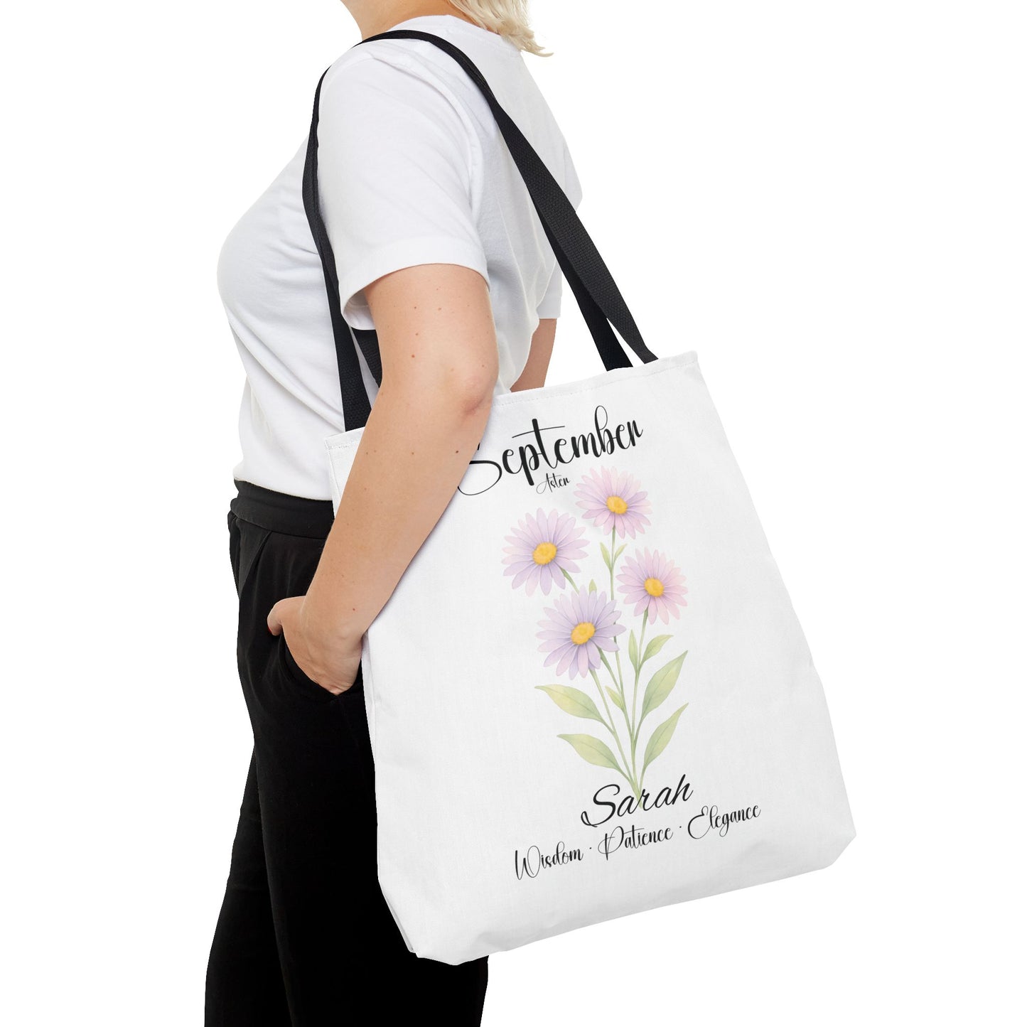 Personalized Best Friend tote bag for her, Birth Month Flower, milestone birthdays.