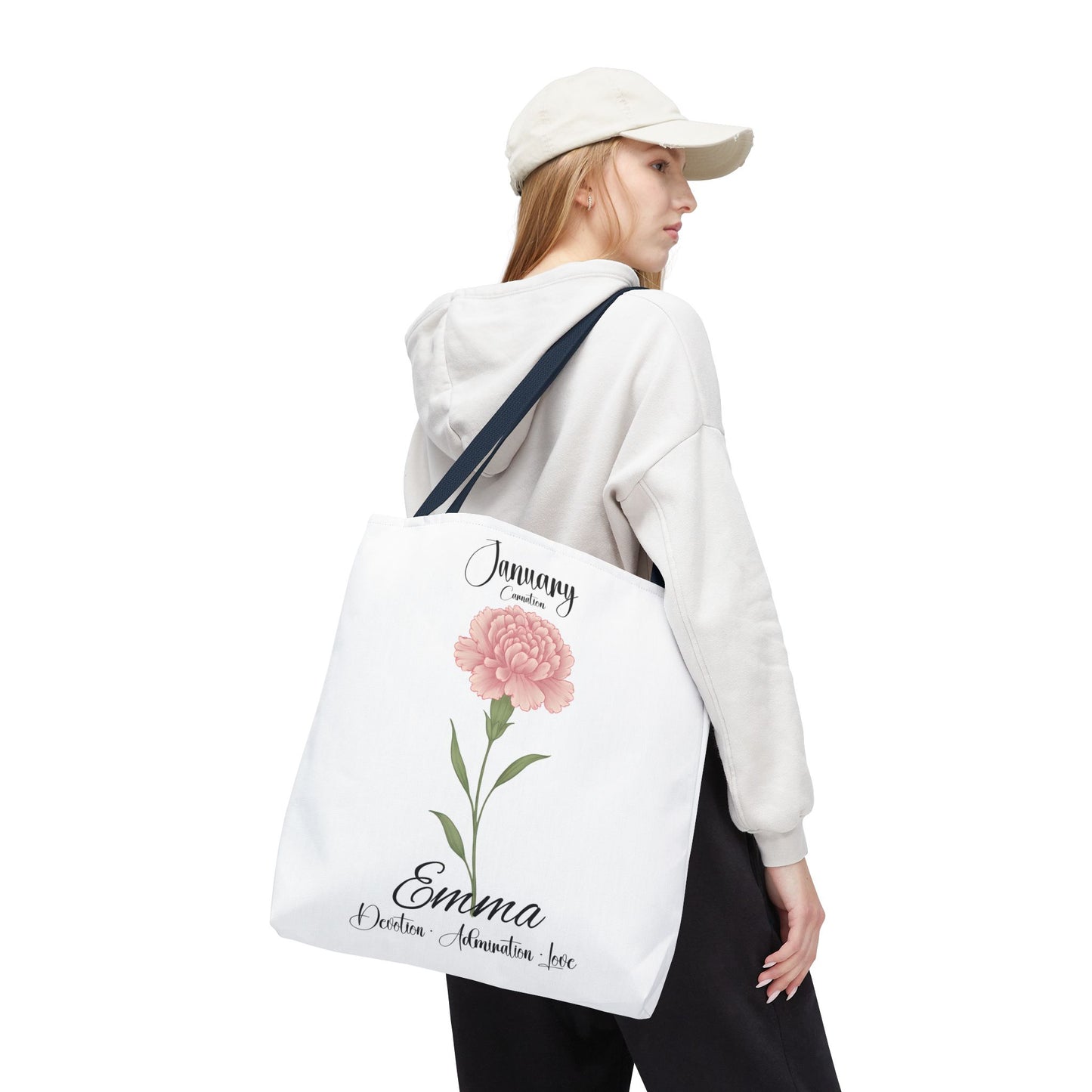 Personlized Birth Month Flower Tote Bag, Botanical Aesthetic Canvas Tote Bag, Bestfriend Gift