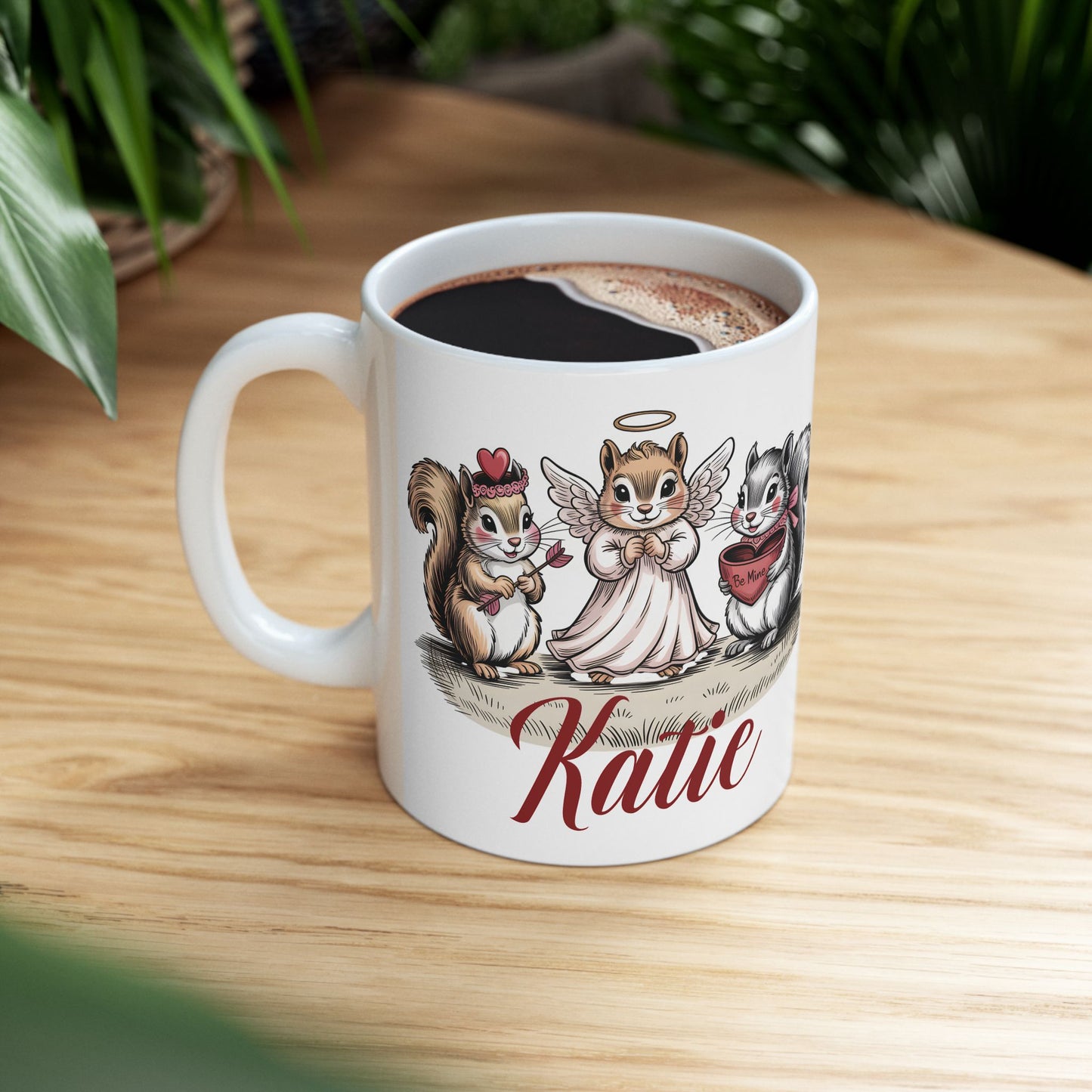 Personalized Squirrel Mug | Cute Valentine Mug | Custom Name Cup | Woodland Animal Gift