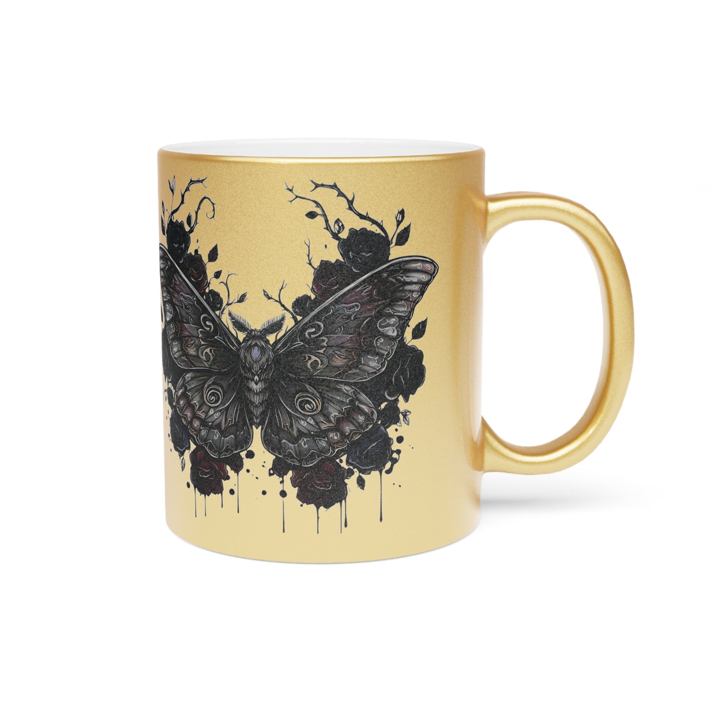 Death Moth Gothic Metallic Mug | Witchy Glam |  Unique Coffee Cup, Stylish Birthday Present