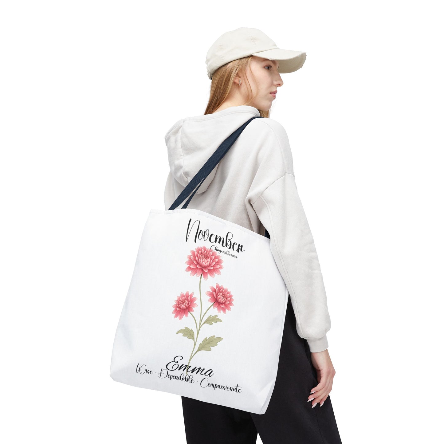Personlized Birth Month Flower Tote Bag, Botanical Aesthetic Canvas Tote Bag, Bestfriend Gift