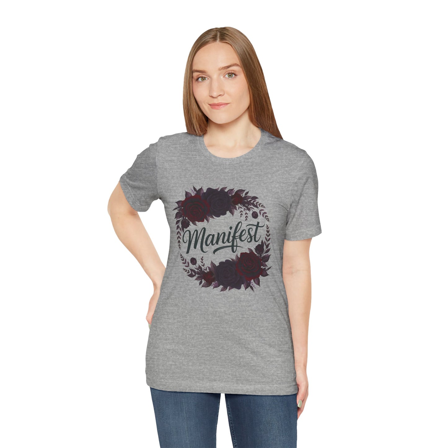 Manifest Witchy T-Shirt | Dark Feminine Floral Shirt | Witchy Glam Manifestation Tee | Spiritual Goddess Moon Graphic Top