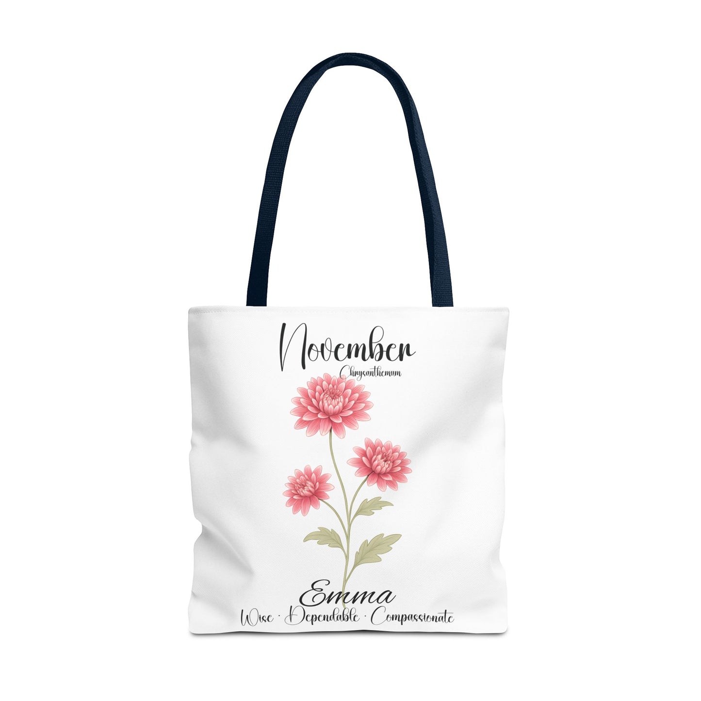 Personlized Birth Month Flower Tote Bag, Botanical Aesthetic Canvas Tote Bag, Bestfriend Gift
