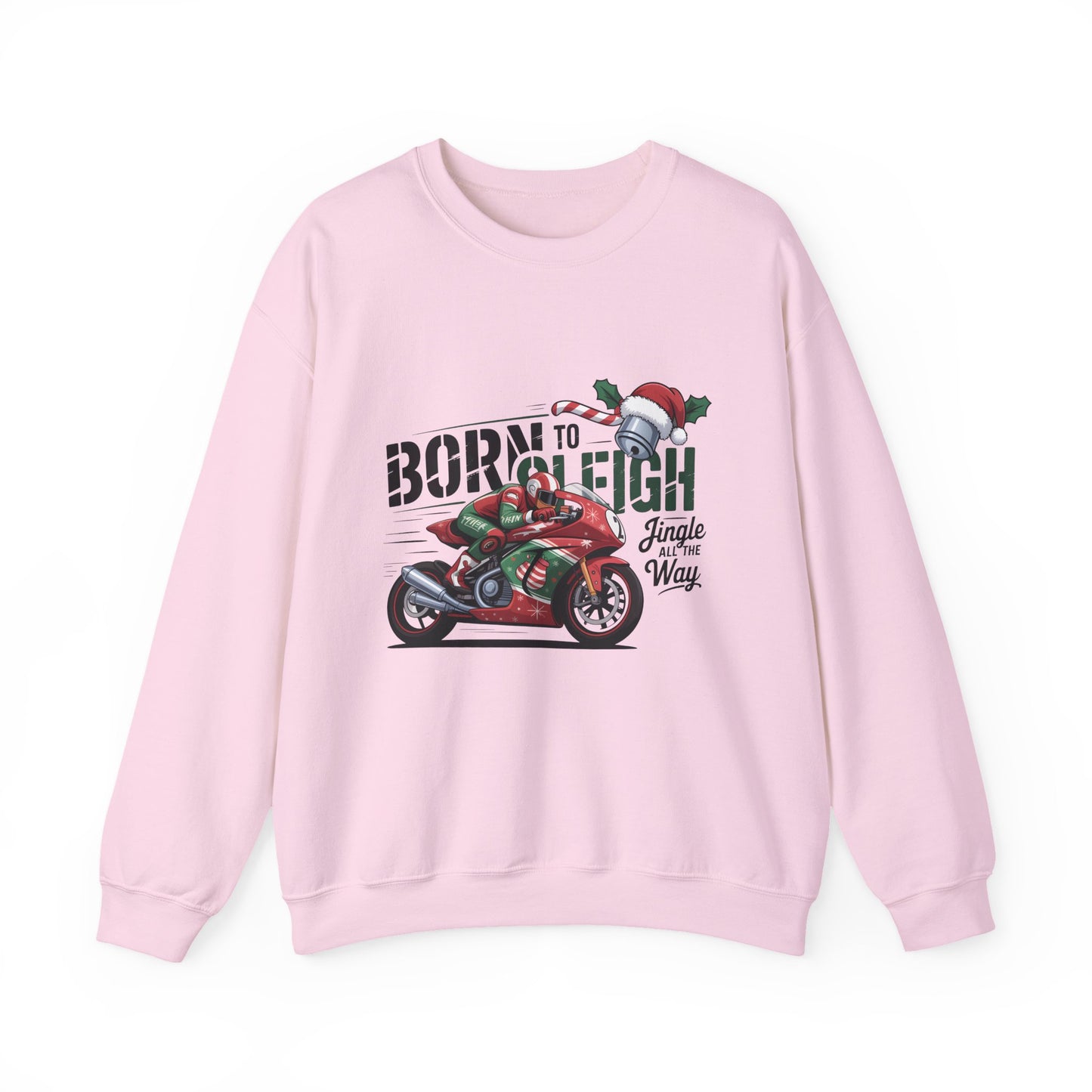 Biker Xmas Jumper, Born To Sleigh Jingle All the Way, this motorcycle sweater is a must-have for bike lover gifts.