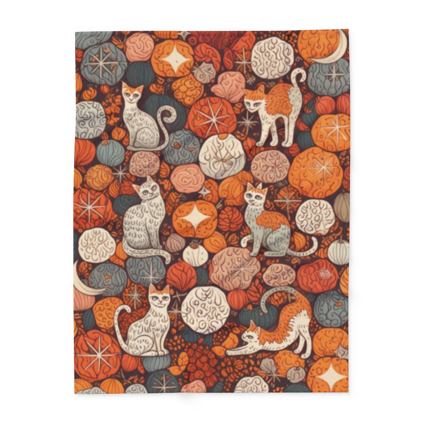 Autumn Cat Pumpkin Blanket, a snuggle blanket for your home,a masterpiece of autumnal decor.