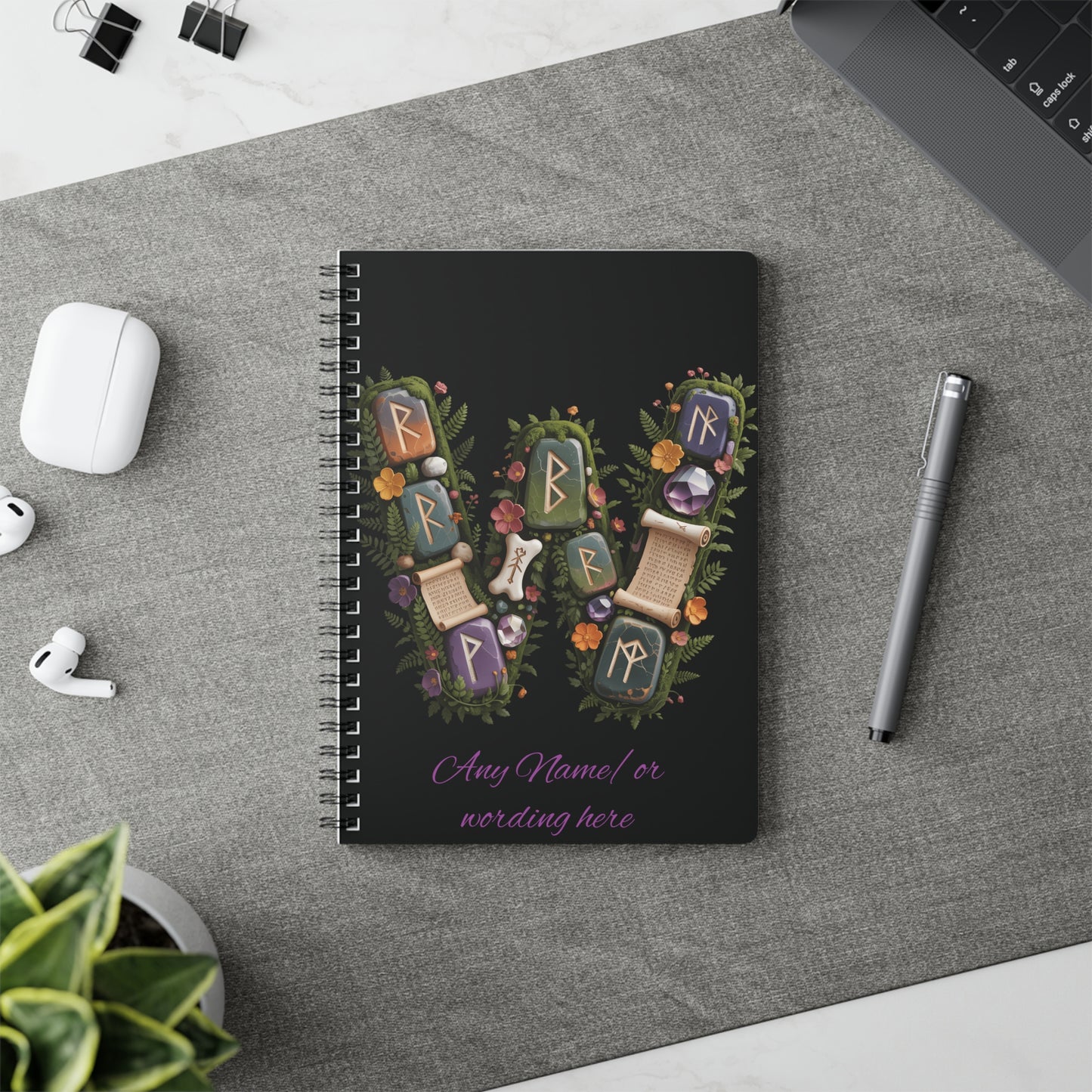 Personalized Norse Witchy Monogram A5 Notebook, Custom Journal, Monogram  Letter "W" Notebook.