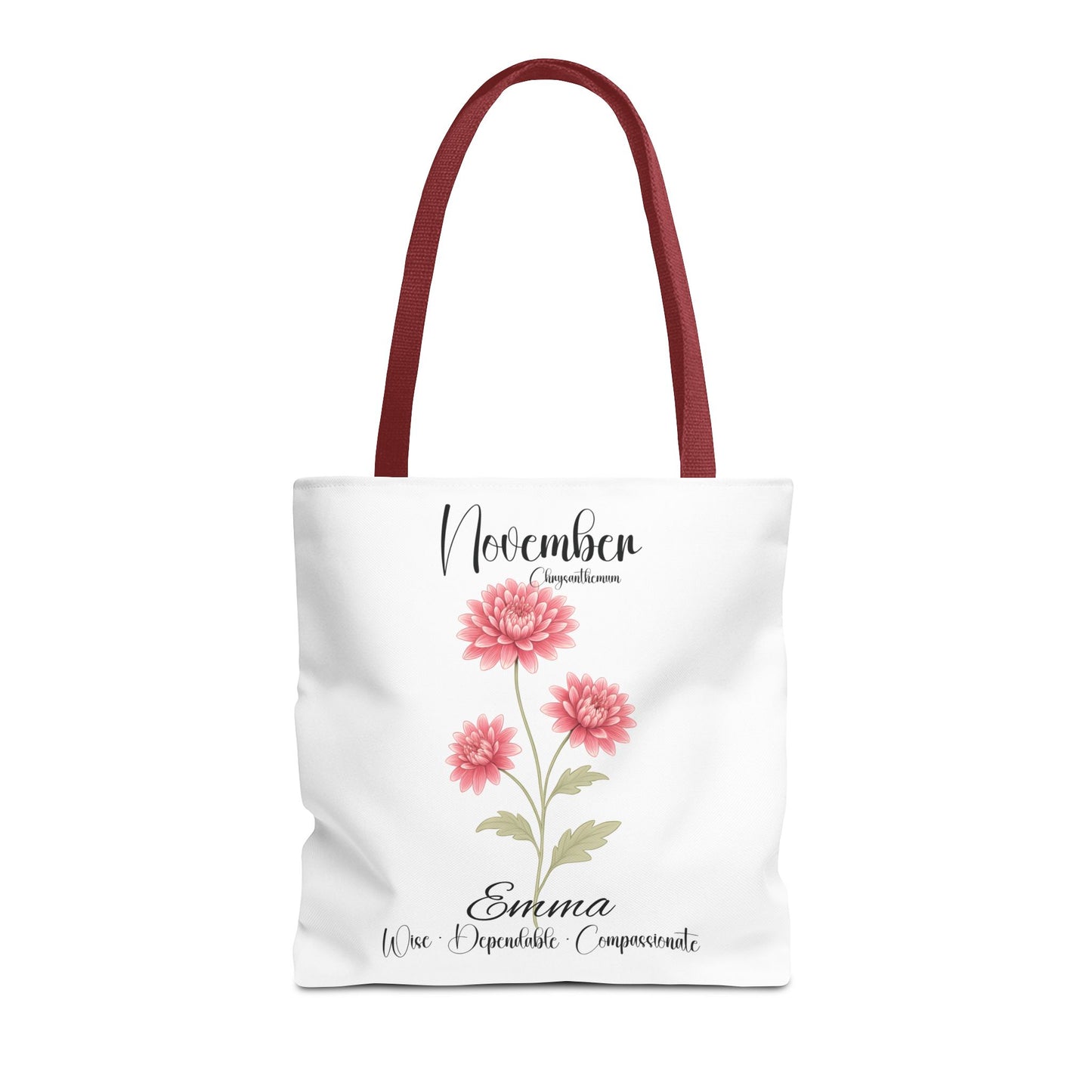 Personlized Birth Month Flower Tote Bag, Botanical Aesthetic Canvas Tote Bag, Bestfriend Gift