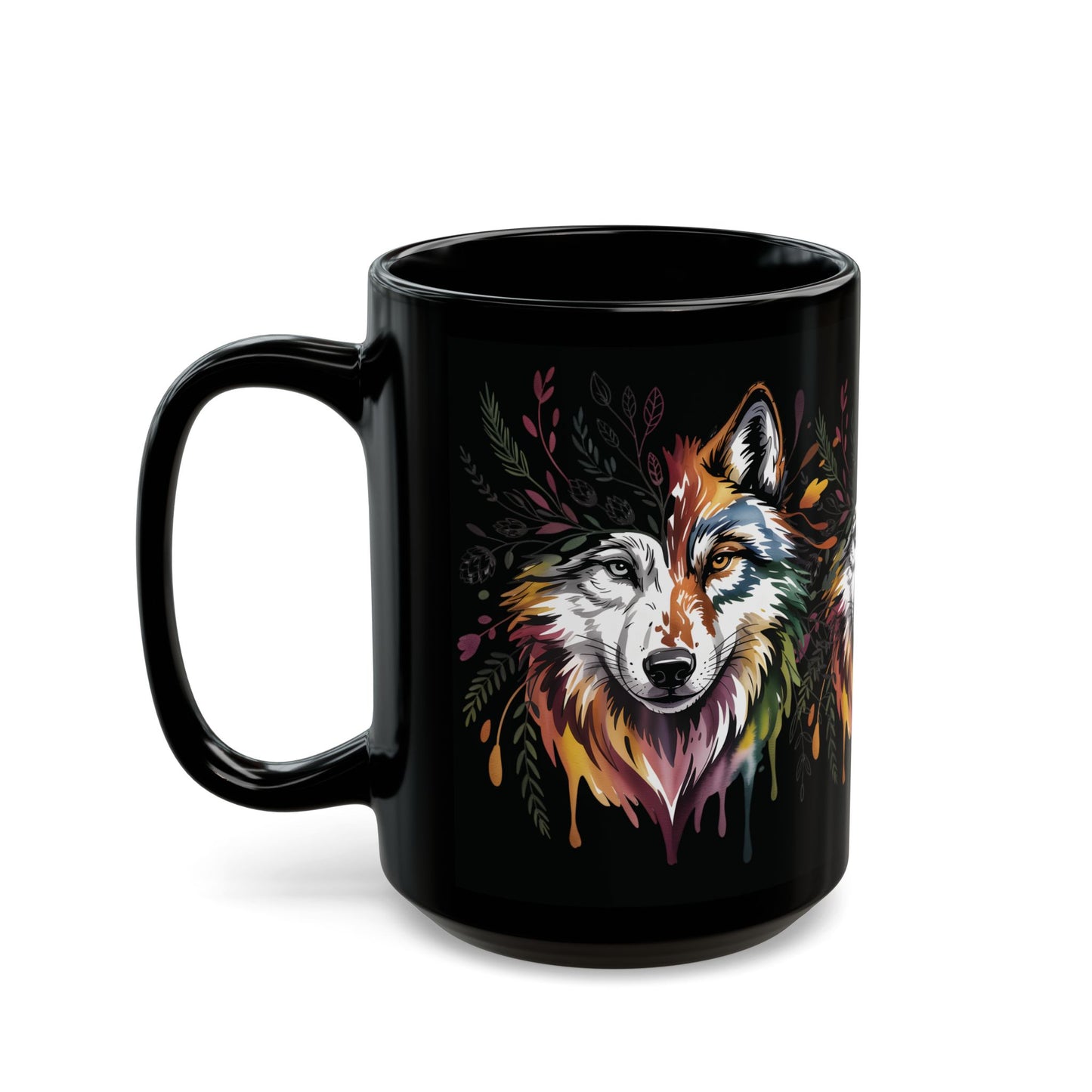 Colorful Watercolor Wolf Art Mug | Wolf Coffee Mug