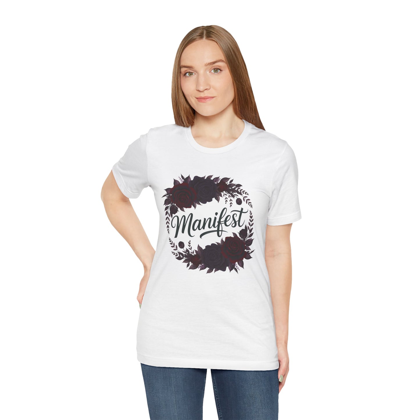 Manifest Witchy T-Shirt | Dark Feminine Floral Shirt | Witchy Glam Manifestation Tee | Spiritual Goddess Moon Graphic Top