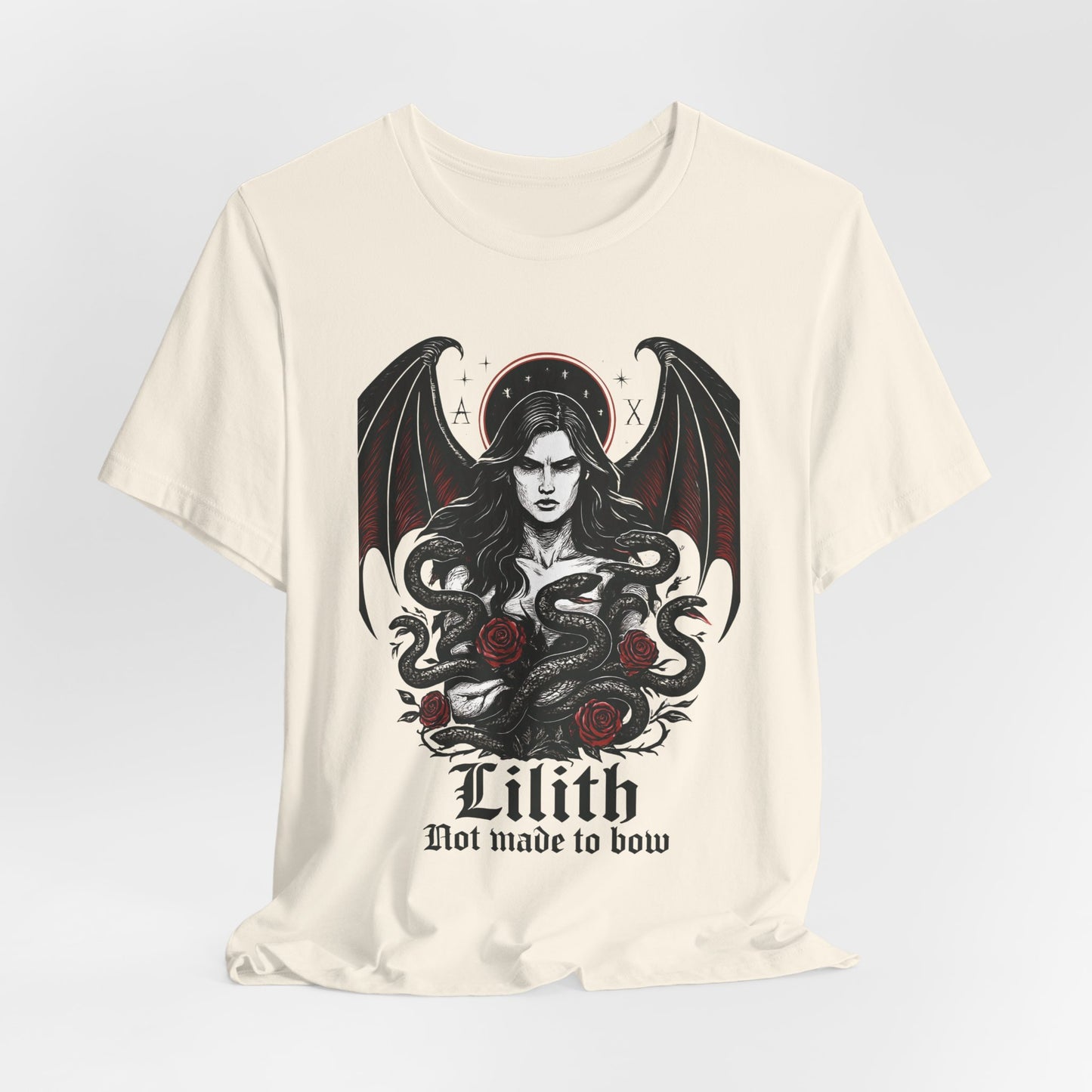 Goddess Lilith Graphic T-shirt, Whether you're drawn to witchy things or simply love the Lilith goddess, this piece adds a touch of mystery and power to your wardrobe.