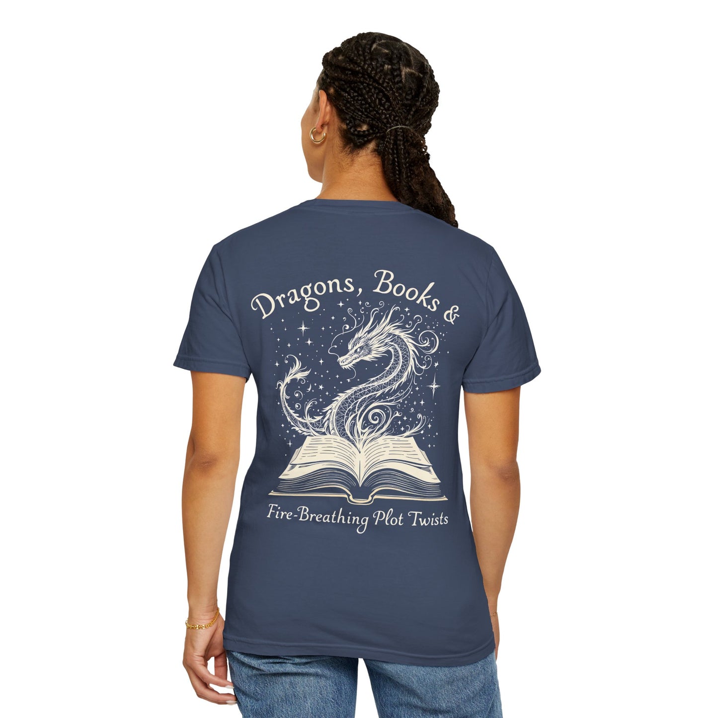 Book Lover Tee, Comfort Colors Dragon Shirt, Fantasy Reader, Bibliophile Gift.