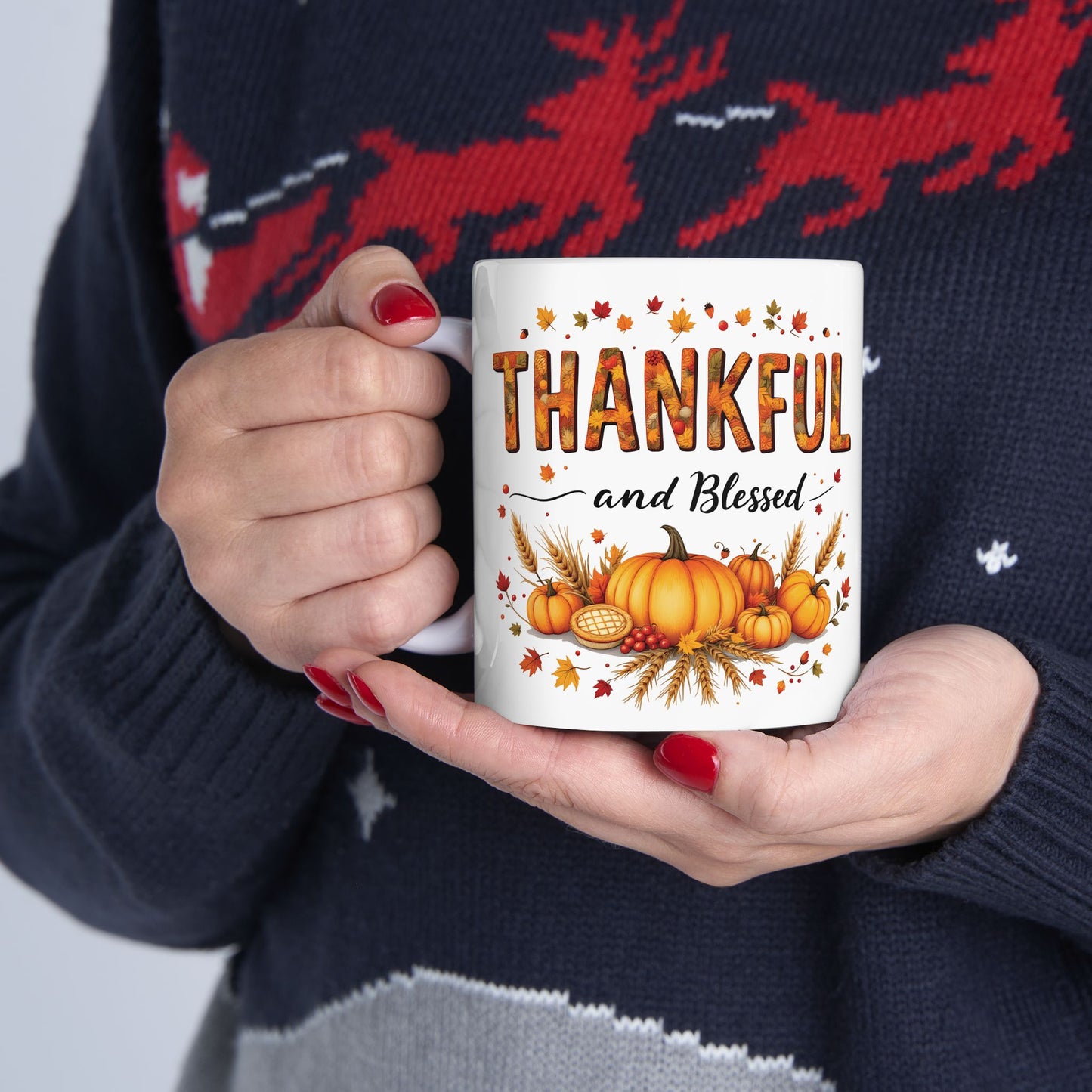 Thankful Fall Ceramic Mug,  Perfect Gift for Thanksgiving,  Seasonal Home Decor