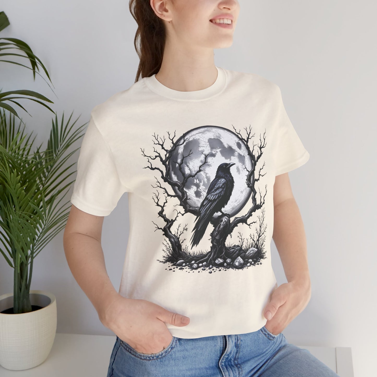 Moonlit Raven Shirt, Raven T Shirt, Black Crow Tee, Crows T Shirt, Pagan Shirt.