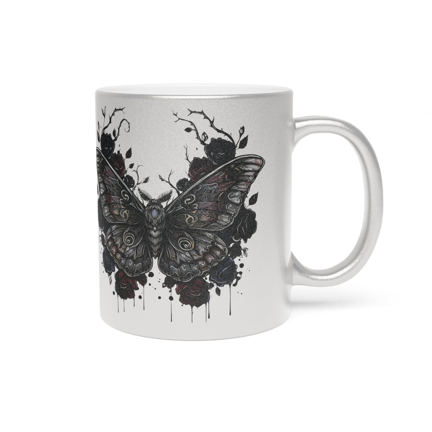 Death Moth Gothic Metallic Mug | Witchy Glam |  Unique Coffee Cup, Stylish Birthday Present